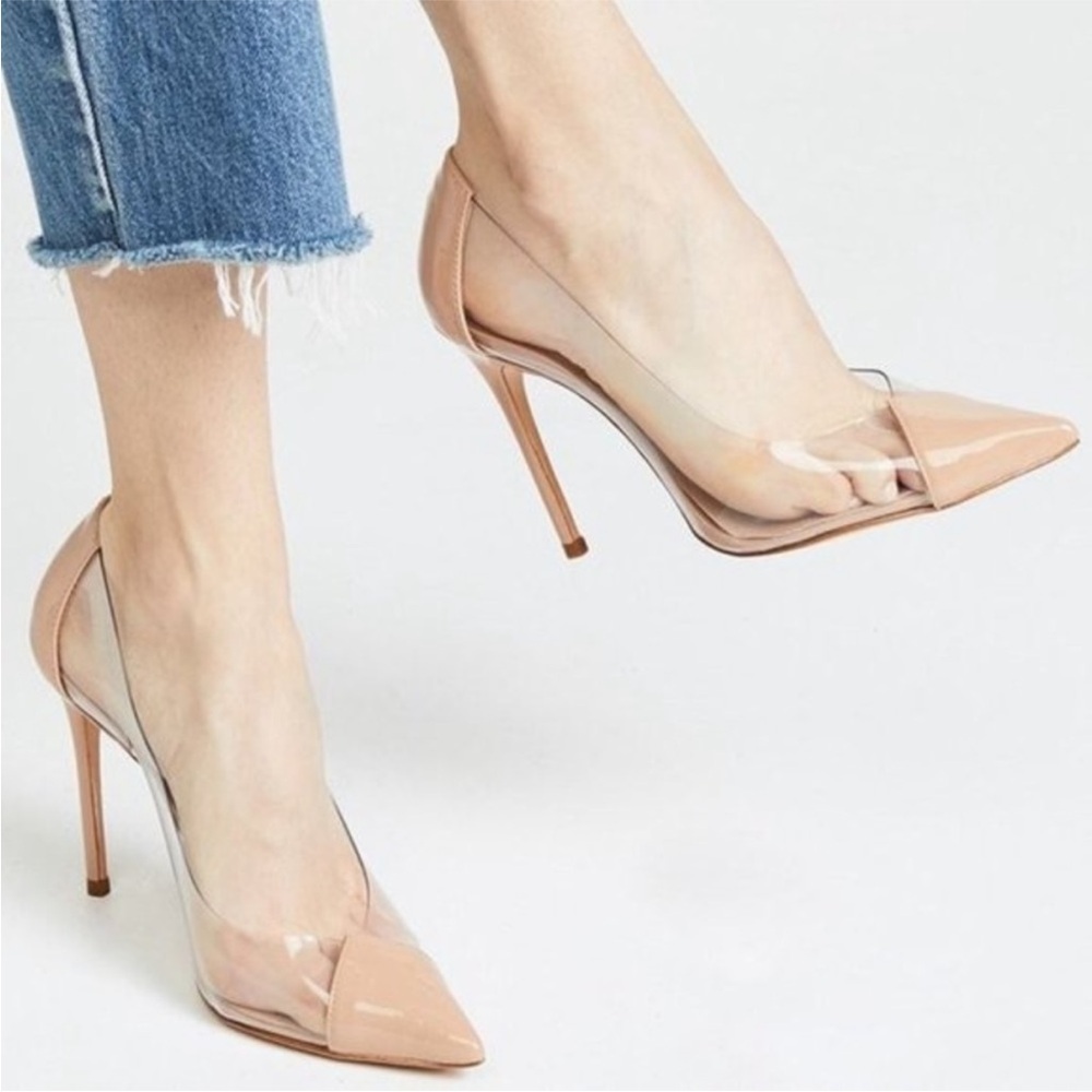 Schutz Cendi Point Toe Pumps Honey Beige Clear Size 9
